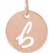 14K Rose Script Initial B Pendant