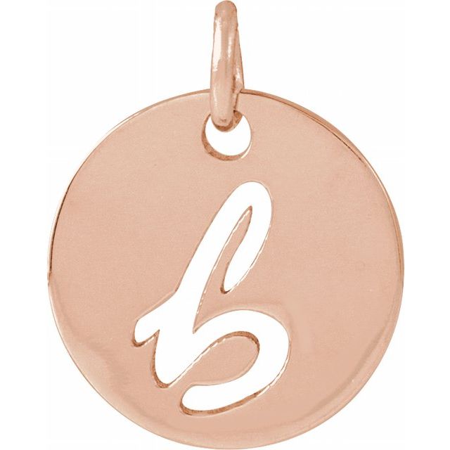 14K Rose Script Initial B Pendant