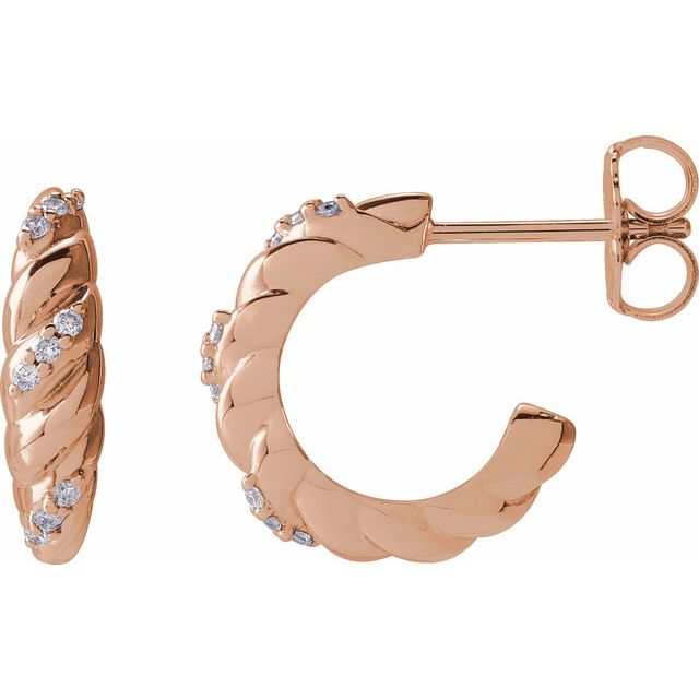 14K Rose Gold .07 CTW Natural Diamond 14 mm Hoop Earrings