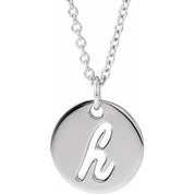 Sterling Silver Script Initial H 16-18" Necklace
