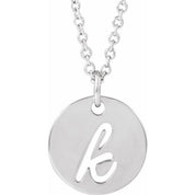 Sterling Silver Script Initial K 16-18" Necklace