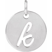 Sterling Silver Script Initial K Pendant
