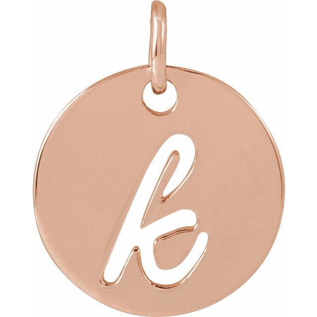 14K Rose Script Initial K Pendant