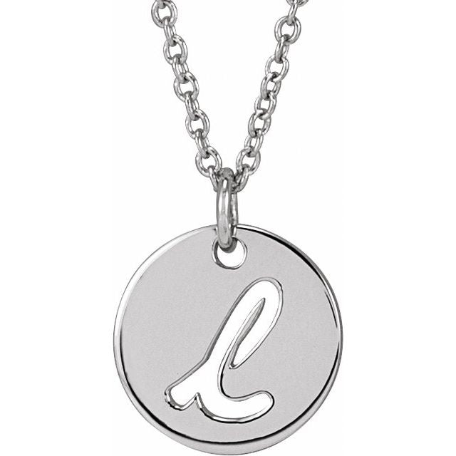 Sterling Silver Script Initial L 16-18" Necklace