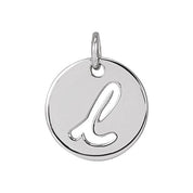 14K White Script Initial L Pendant