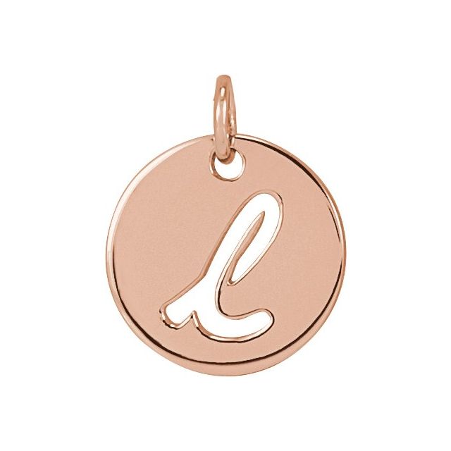 14K Rose Script Initial L Pendant