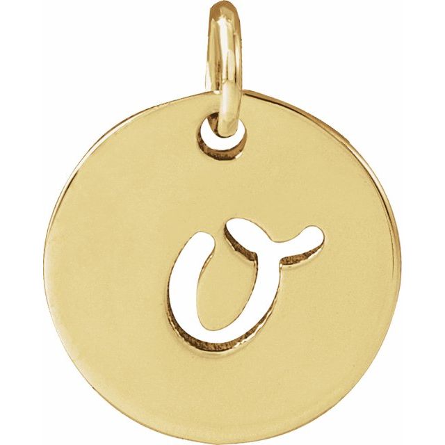 14K Yellow Script Initial O Pendant