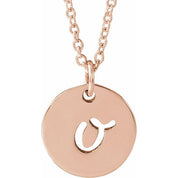 14K Rose Script Initial O 16-18" Necklace
