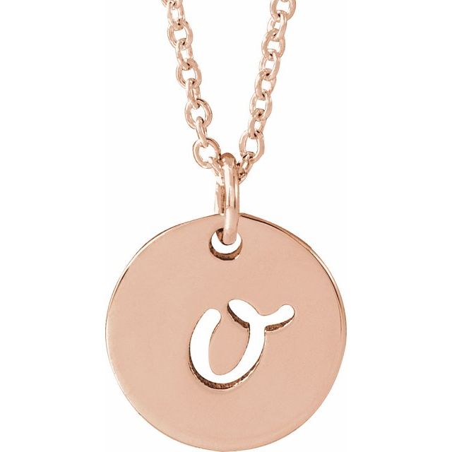 14K Rose Script Initial O 16-18" Necklace