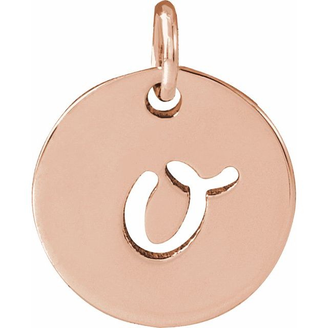 14K Rose Script Initial O Pendant