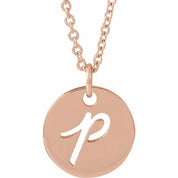 14K Rose Script Initial P 16-18" Necklace
