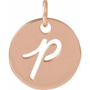 14K Rose Script Initial P Pendant