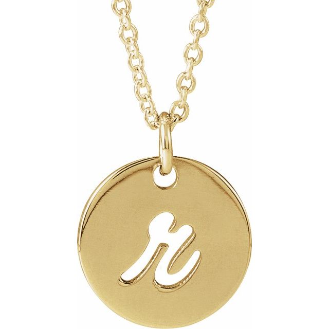 14K Yellow Script Initial R 16-18" Necklace