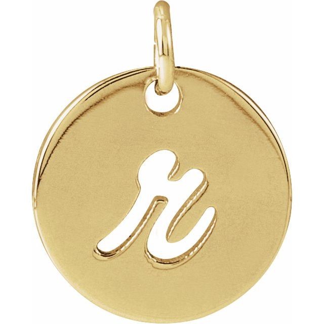 14K Yellow Script Initial R Pendant