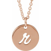 14K Rose Script Initial R 16-18" Necklace