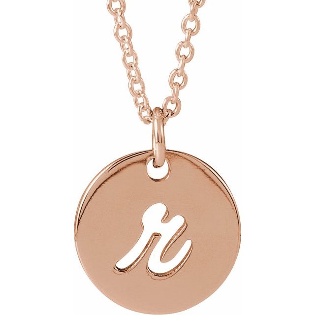 14K Rose Script Initial R 16-18" Necklace