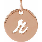 14K Rose Script Initial R Pendant