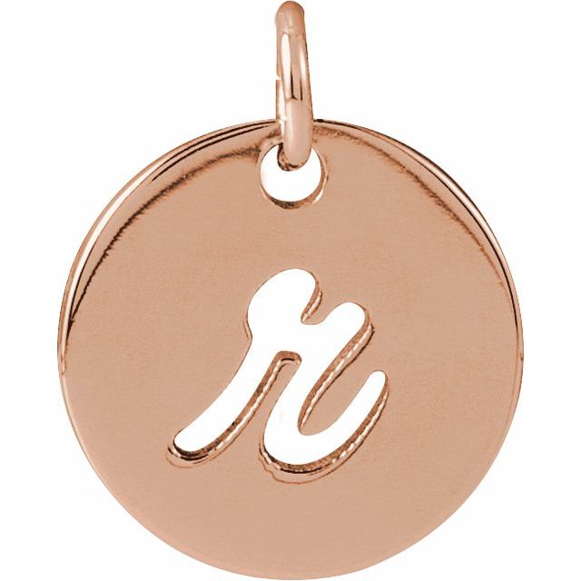 14K Rose Script Initial R Pendant