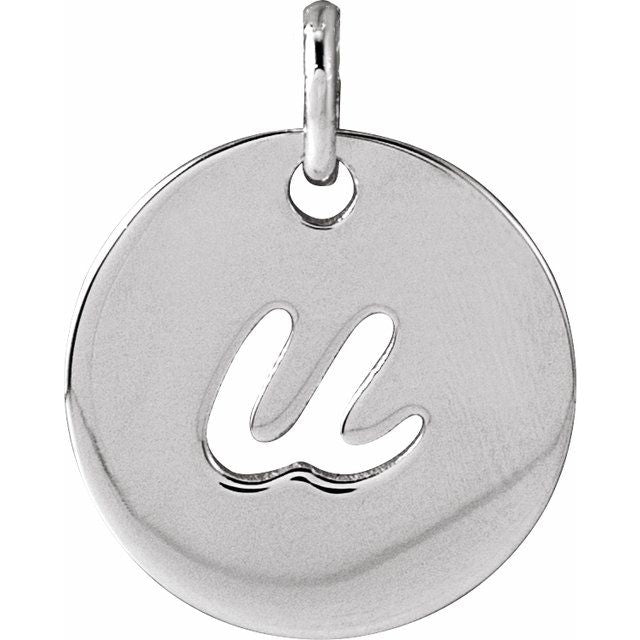 Sterling Silver Script Initial U Pendant
