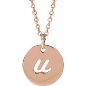 14K Rose Script Initial U 16-18" Necklace