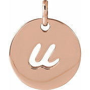 14K Rose Script Initial U Pendant