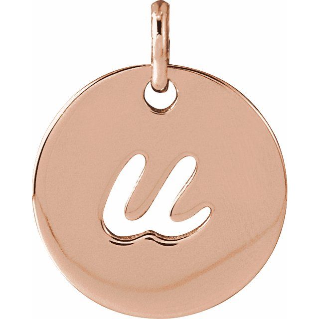 14K Rose Script Initial U Pendant