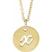 14K Yellow Script Initial X 16-18" Necklace