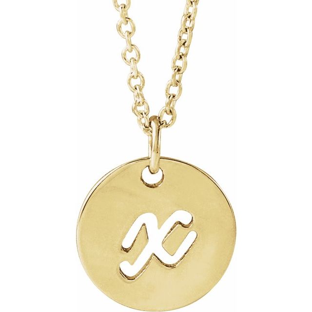 14K Yellow Script Initial X 16-18" Necklace