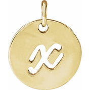 14K Yellow Script Initial X Pendant