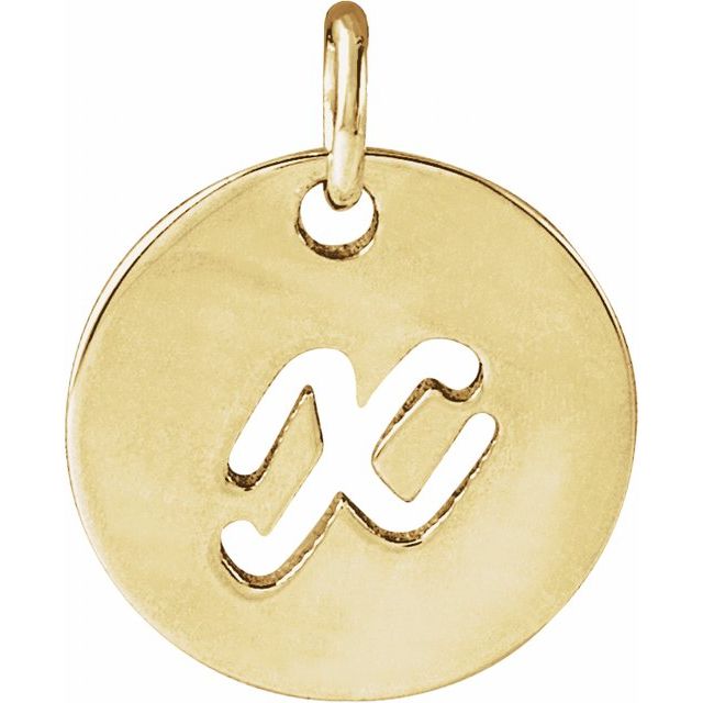 14K Yellow Script Initial X Pendant