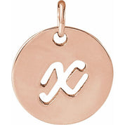 14K Rose Script Initial X Pendant