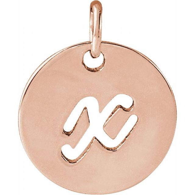 14K Rose Script Initial X Pendant