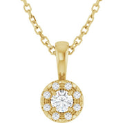 14K Yellow 3 mm Natural White Sapphire & .03 CTW Natural Diamond 16-18" Necklace