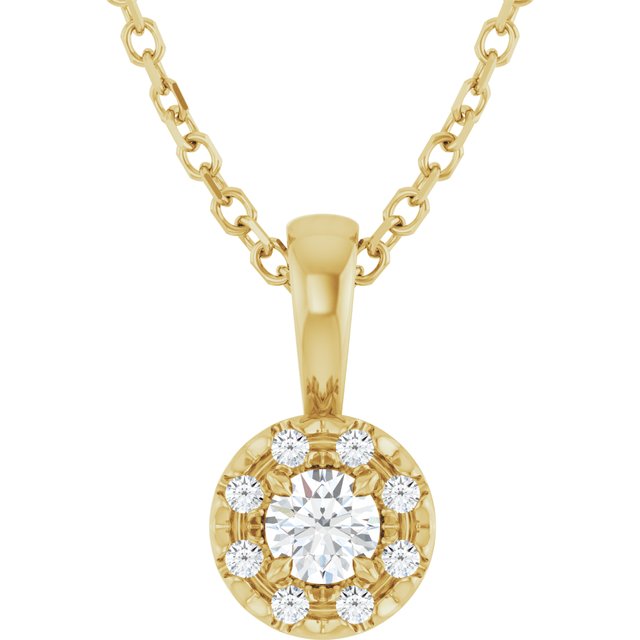 14K Yellow 3 mm Natural White Sapphire & .03 CTW Natural Diamond 16-18" Necklace