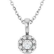 Sterling Silver 3 mm Natural White Sapphire & .03 CTW Natural Diamond 16-18" Necklace