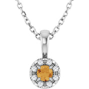 Sterling Silver 3 mm Natural Citrine & .03 CTW Natural Diamond 16-18" Necklace