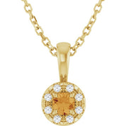 14K Yellow 3 mm Natural Citrine & .03 CTW Natural Diamond 16-18" Necklace
