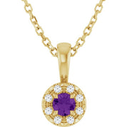 14K Yellow 3 mm Natural Amethyst & .03 CTW Natural Diamond 16-18" Necklace