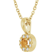14K Yellow 3 mm Natural Citrine & .03 CTW Natural Diamond 16-18" Necklace