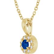 14K Yellow 3 mm Natural Blue Sapphire & .03 CTW Natural Diamond 16-18" Necklace