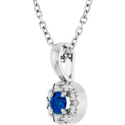 14K White 3 mm Natural Blue Sapphire & .03 CTW Natural Diamond 16-18" Necklace