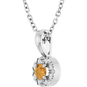Sterling Silver 3 mm Natural Citrine & .03 CTW Natural Diamond 16-18" Necklace