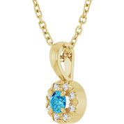 14K Yellow 3 mm Natural Blue Zircon & .03 CTW Natural Diamond 16-18" Necklace