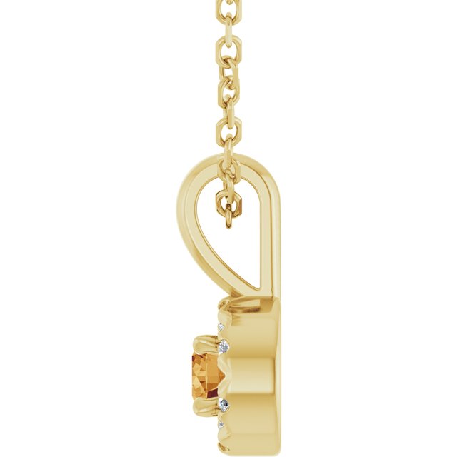 14K Yellow 3 mm Natural Citrine & .03 CTW Natural Diamond 16-18" Necklace