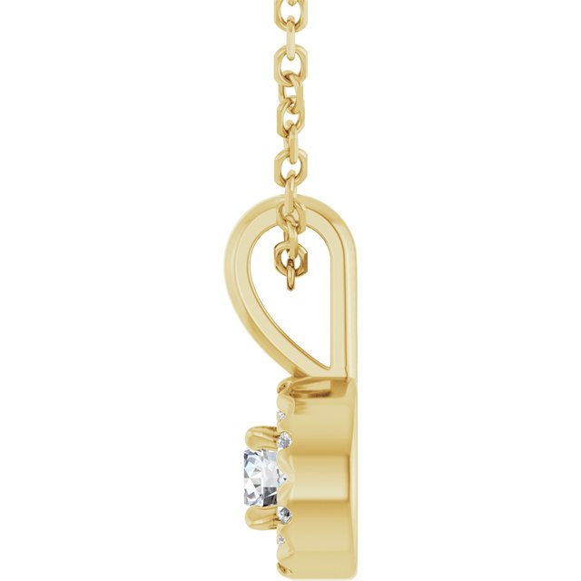 14K Yellow 3 mm Natural White Sapphire & .03 CTW Natural Diamond 16-18" Necklace