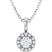Sterling Silver 4 mm Natural White Sapphire & .05 CTW Natural Diamond 16-18" Necklace