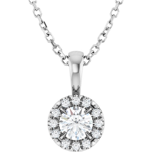 Sterling Silver 4 mm Natural White Sapphire & .05 CTW Natural Diamond 16-18" Necklace