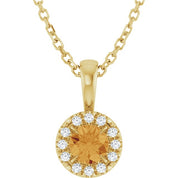 14K Yellow 4 mm Natural Citrine & .05 CTW Natural Diamond 16-18" Necklace