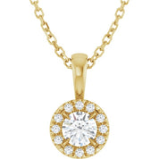 14K Yellow 4 mm Natural White Sapphire & .05 CTW Natural Diamond 16-18" Necklace