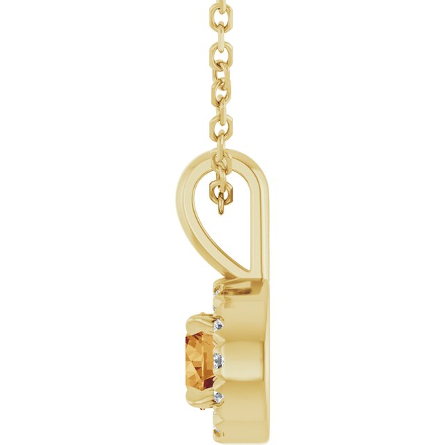 14K Yellow 4 mm Natural Citrine & .05 CTW Natural Diamond 16-18" Necklace